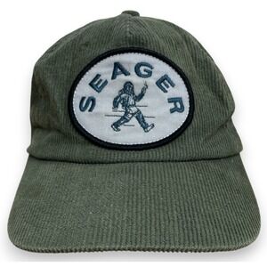 Seager Corduroy Snapback Hat Cap Green One Size Trailblazin Bigfoot Patch